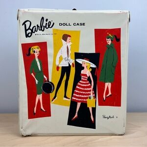 Vintage 1961 Barbie Ponytail Doll Carry Case Trunk White W/ Drawer